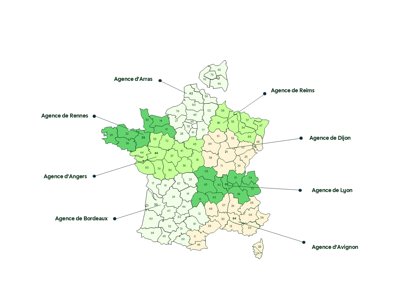 Carte des agences d'Agrica